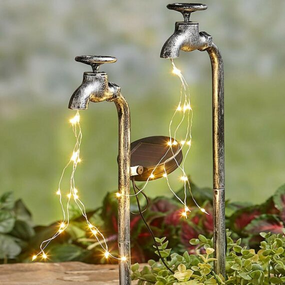 Solar Powered LED  Water Faucet Planter Light 5