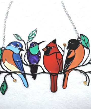 Stained Glass Suncatcher - Birds on a Wire 4