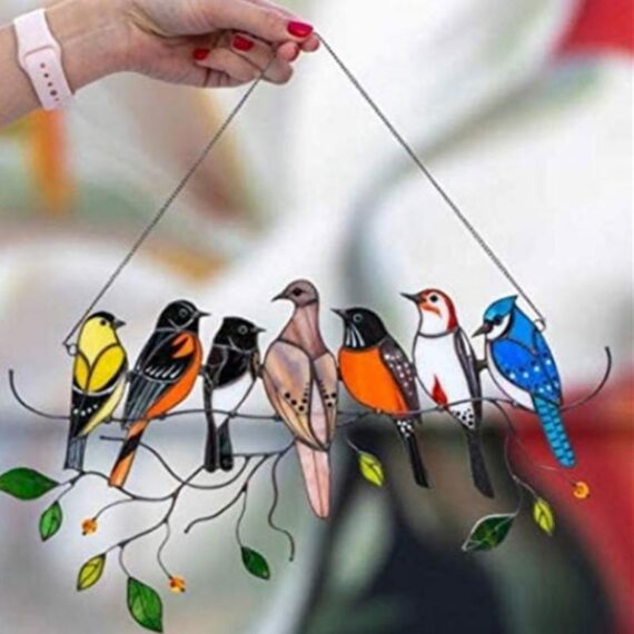 Stained Glass Suncatcher - Birds on a Wire 1