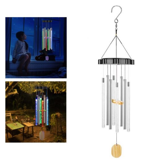 LED Solar Wind Chimes Light Changeable Color Wind Chime Lamp Outdoor Windchime Solar Light For Garden Backyard Decor Gift 5