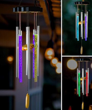 LED Solar Wind Chimes Light Changeable Color Wind Chime Lamp Outdoor Windchime Solar Light For Garden Backyard Decor Gift 2