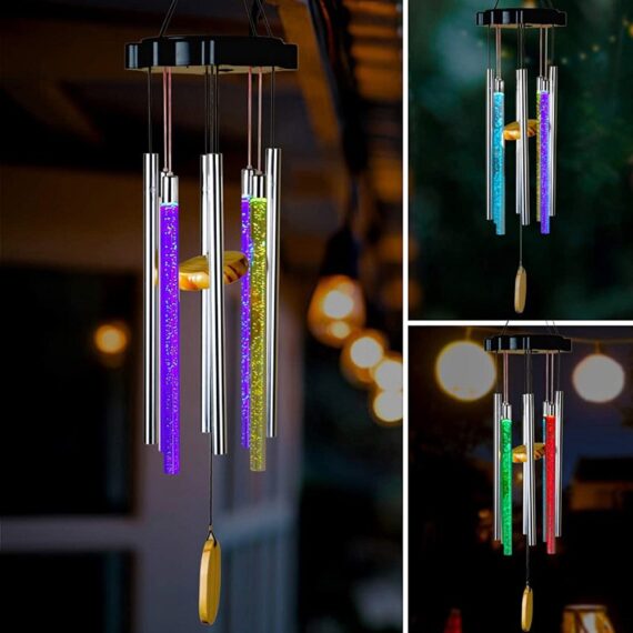 LED Solar Wind Chimes Light Changeable Color Wind Chime Lamp Outdoor Windchime Solar Light For Garden Backyard Decor Gift 2