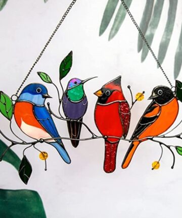 Stained Glass Suncatcher - Birds on a Wire 5