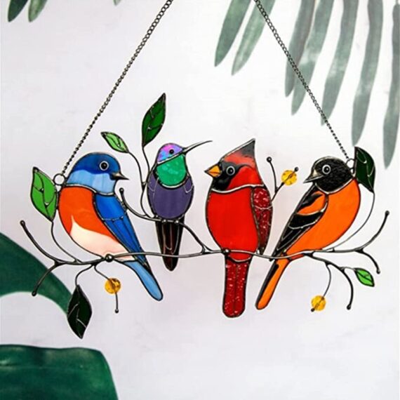 Stained Glass Suncatcher - Birds on a Wire 5