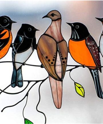 Stained Glass Suncatcher - Birds on a Wire 3