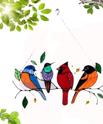 Stained Glass Suncatcher - Birds on a Wire 2