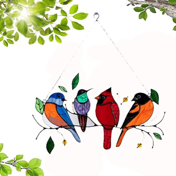 Stained Glass Suncatcher - Birds on a Wire 2