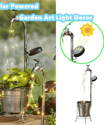 Solar Powered LED  Water Faucet Planter Light 2