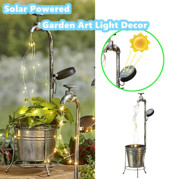 Solar Powered LED  Water Faucet Planter Light 2