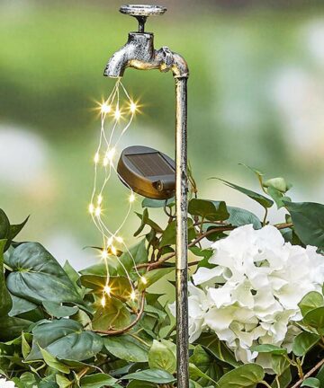 Solar Powered LED  Water Faucet Planter Light 3